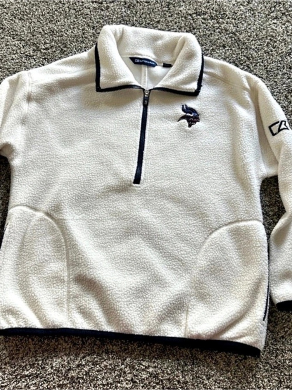 Cutter & Buck Minnesota Vikings Cascade Eco Sherpa Fleece Quarter-Zip Pullover